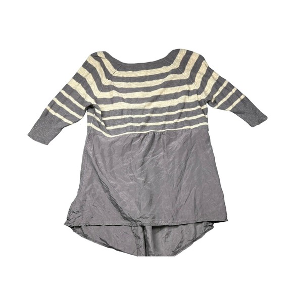 Free People Striped Linen Cotton Silk Button‎ Down Sweater Top Sz S Shirt - Picture 2 of 7